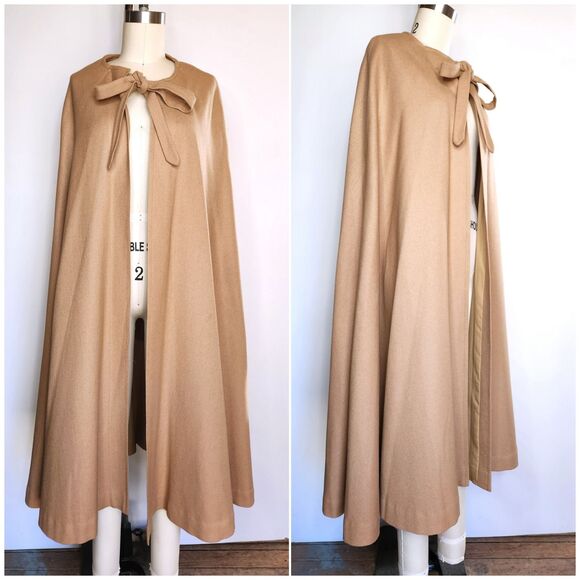 Vintage Wool Cape Cloak Poncho Arm Opening Wool Capelet Boho Woodland Free size - Picture 1 of 10
